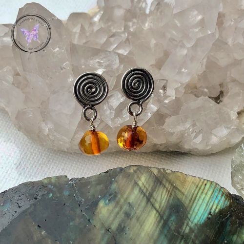 Dark Baltic Amber Silver Drop Earrings